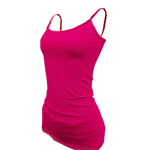 (Bozzolo) Plain Long Tank Top w/Spaghetti Straps Cotton Cami Junior Size S M L - Picture 51 of 78