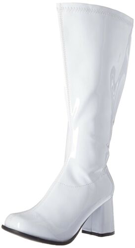 White Go Go Dancer 60s Mod 70s Hippie Knee High Halloween Costume Boots Womans - Afbeelding 1 van 20