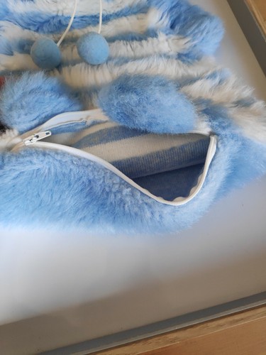 Peluche range pyjama souris chat bleu blanc rayé 50 cm vintage Ajena - Picture 3 of 5
