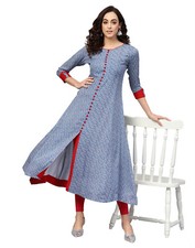 Women's Kurti Traditional Cotton Straight Kurta Ethnic Tunic Long Top Suit Dress