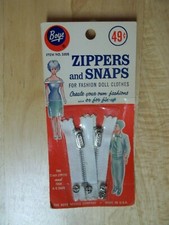 VINTAGE COLLECTIBLE BOYE SMALL DOLL ZIPPERS & SNAPS-NIP-MADE IN USA-BARBIE-GINNY