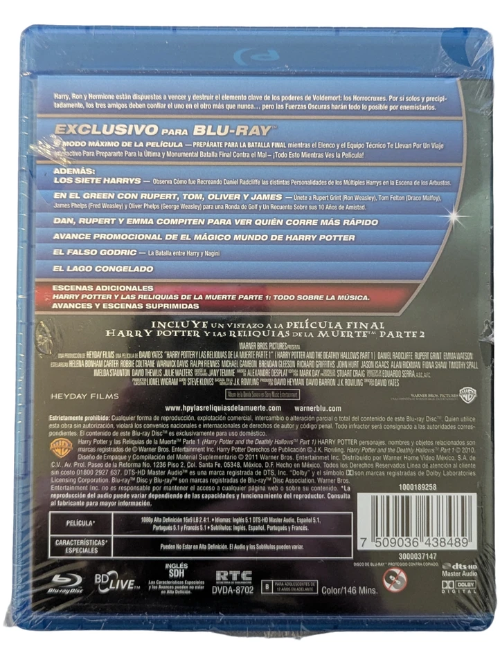 Harry Potter y las Reliquias de la Muerte - Parte 1 (Blu-ray, 2010, 2-Disc Set) - Image 2 of 2