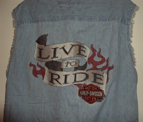 Harley Davidson Sleeveless Denim Button 