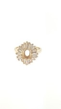 Semi-Mount Ballerina Baguette Diamond 14K Yellow Gold Holds 1ct Oval Stone