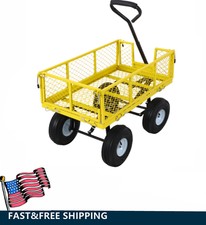 Garden Cart Steel Mesh Removable Sides 3 cu ft 550 lbs Capacity with Wheels