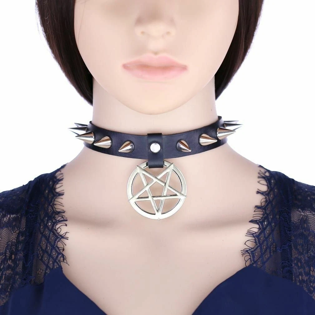 Gothic Lolita Cosplay Girl Metal Spike Choker PU Leather Collar Necklace  Punk Statement Jewelry Women Neck Accessories Chokers From Honoredtoserve,  $11.36