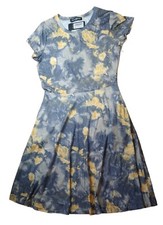 Oxiuly Skater T-shirt Dress Woman Lg Fairy Grunge Marbled Slate Grey Yellow New 