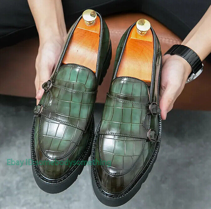 Men Dress Shoes Men Loafers Shoes Leather pattern Tassel Party OL