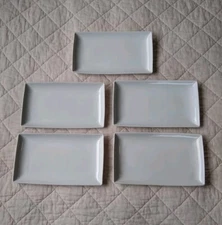 lot of 5 Crate & Barrel 10"x5-3/4" White Rectangular Appetizer salad sushi plate