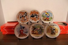 Mickey Mouse (6) Miniature Porcelain Plates Japan in original boxes 6 characters