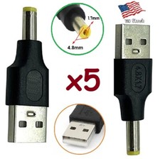 x5 USB Male To 4.8x 1.7mm Plug 5V DC Power Supply Adapter Connector Converter