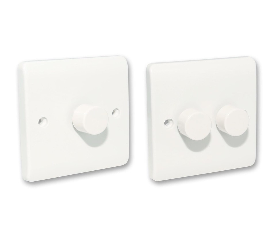 LED Dimmer Switch Single Double Light Switch Dimmable White Chrome 3W ...