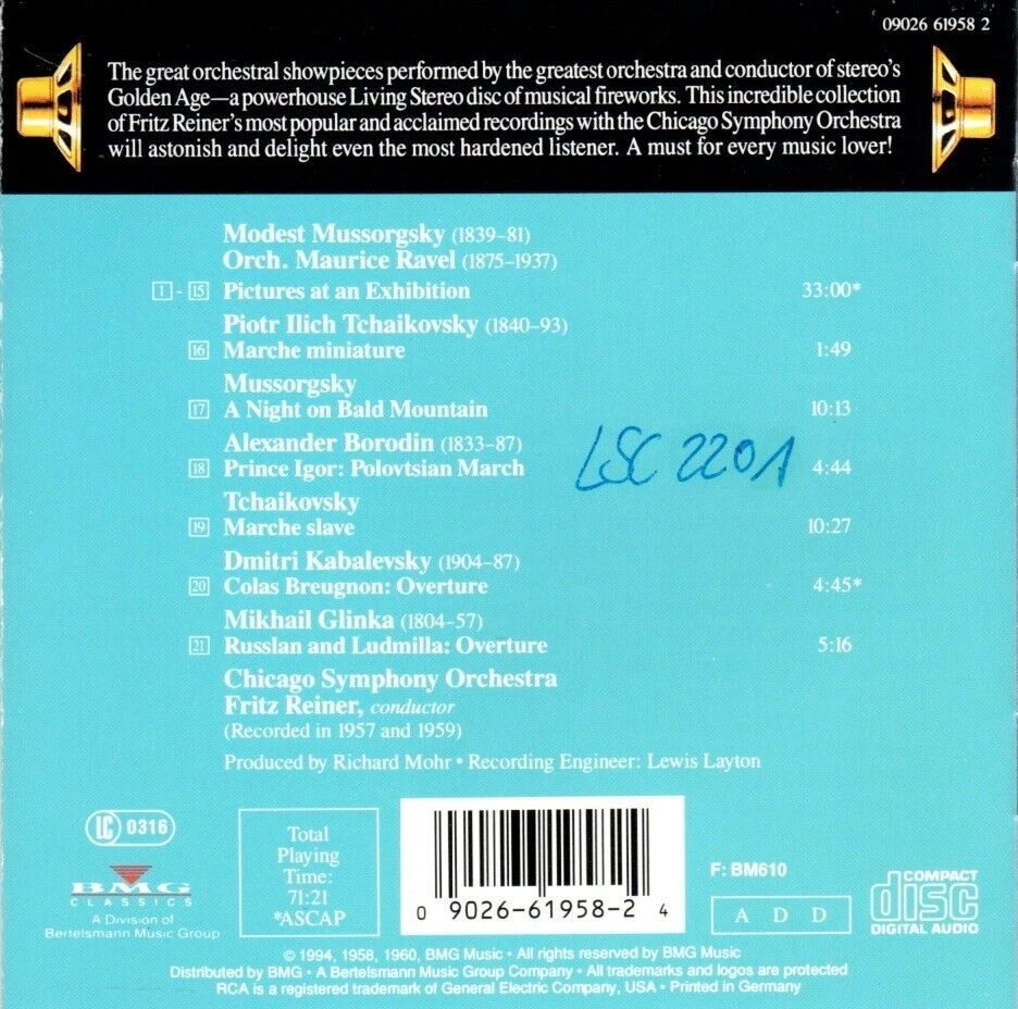 Mussorgsky PICTURES OF AN EXHIBITION Chicago  Symphony Reiner | sehr gut (C7207) - Bild 2 von 3