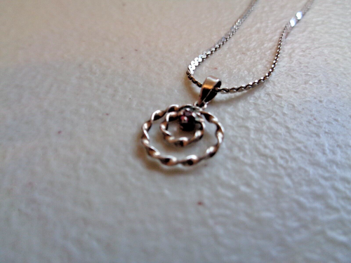 925 Silver twisted design and red stone pendant and chain.Chain 16ins. Used VGC. - Picture 14 of 18