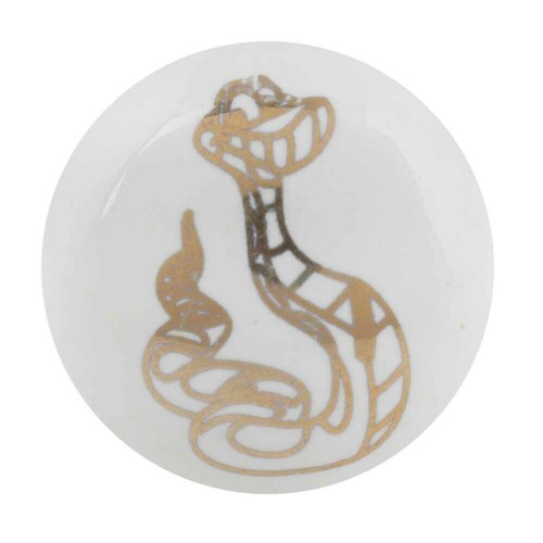 Pack of 10 Golden Snake Pattern Ceramic Cabinet Knobs - Picture 2 of 3