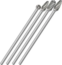 4Pcs Long Carbide Burr Set 1/4" Shank Total L 6.1"
