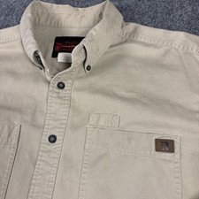 Riggs Workwear Wrangler Shirt Mens XL Khaki Cotton Twill Long Sleeve Button Down