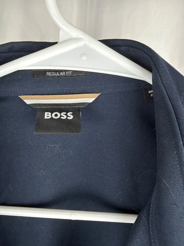 BOSS Hugo Boss Full Zip Overshirt Jacket Men's L Navy Regular Fit image 2