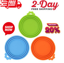 3 Pack Pet Food Can Covers Universal Can Lids Safe/Silicone Dog Cat Food Can Lid