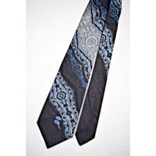 Neck Tie VTG Countess Mara 60s Paisley River Stripe Black Brocade Tie 55 x 3.75"