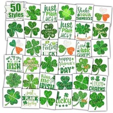 Glitter St Patrick's Day Temporary Tattoos, Shamrock Tattoos for Saint