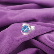 Swiss Blue Topaz Gemstone Sterling Silver Handmade Band Ring Jewelry US All Size