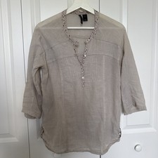 MNG Casual Sportswear Beige Sheer Tunic 3/4 Sleeve Eur Size S Vacation