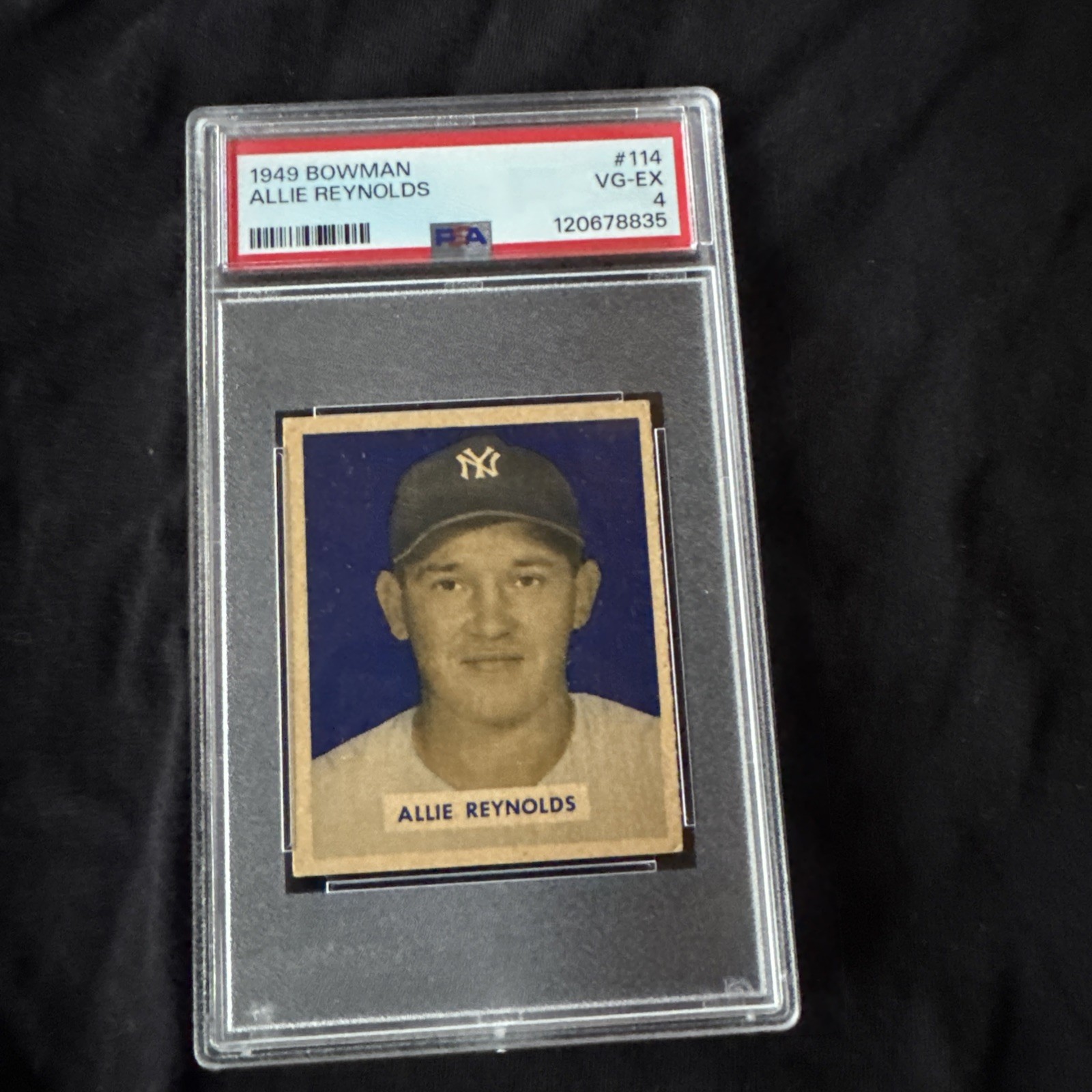 1949 Bowman 114 Allie Reynolds PSA 4