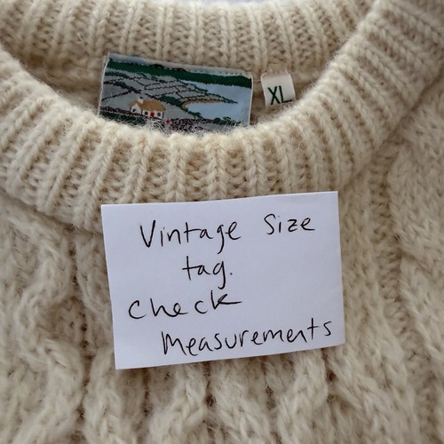 Vtg Irish Wool Fisherman Sweater Aran Knit Chunky Ivory Cable Knit Cream *READ*, $44 - Photo 5
