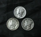 1931 P D S (3 PIECE LOT) Mercury Silver Dimes 31-XF,31-D F, 31-S VG +