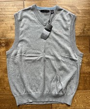 NEW Greg Norman 100 Cotton Pullover Performance Golf Sweater Vest Gray Medium