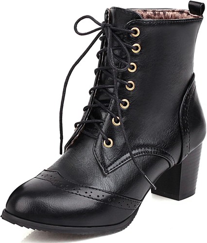 UniqueStride Women's Brogue Ankle Boots Lace Up Bootie with Chunky... - 第 1/35 張圖片