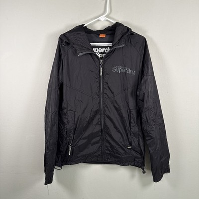 Mens Medium Superdry Pullover Jacket Windbreaker Full Zip With Hood Japan Jpn