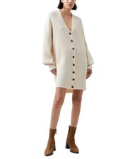 French Connection Vhari Ribbed Button Up Sweater Dress Women's XS Classic Cream