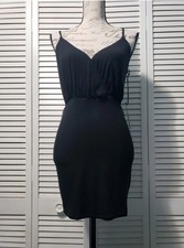 Privacy Please Surplice Cami Mini Dress Women's Size Small Black Sleeveless 
