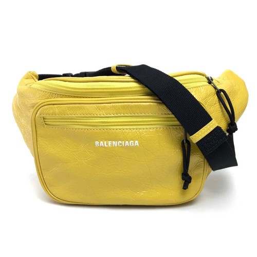 Balenciaga 529550 Explorer Belt Pack Leather Yellow Unisex Used Authentic