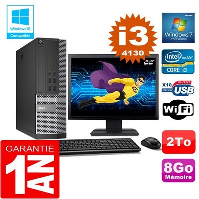 PC DELL 7020 SFF Core I3-4130 Ram 8GB Festplatte 2 TB Wifi W7 Bildschirm 22''