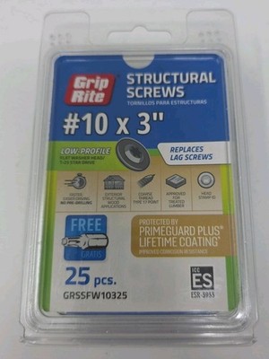 GRSSFW10325-GRIP-RITE #10 X 3 PRIMEGUARD Plus Coated T-25 Star Drive Washer Head
