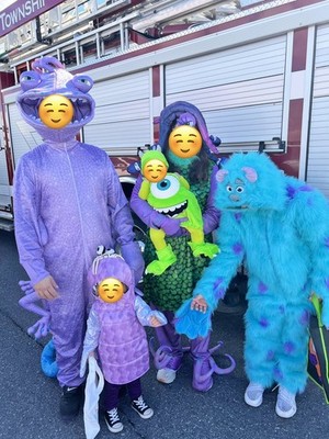 Monsters Inc Family Costume Set for 3 Adult Sized Humans and 2 Toddlers