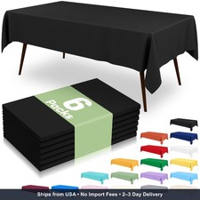6PC Disposable Plastic Table Cloth 54 x 108 Inch Waterproof Leakproof Sturdy