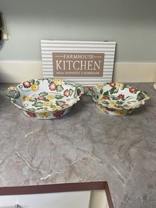 2 Temptations Floral Embroidery Round Baking Dishes Bowl With Handles