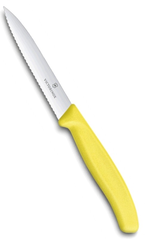 6.7736.L8 VICTORINOX SPELUCCHINO LAMA ONDULATA INOX MANICO GIALLO