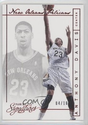 2013-14 Panini Signatures Red 4/10 Anthony Davis #43 2w5