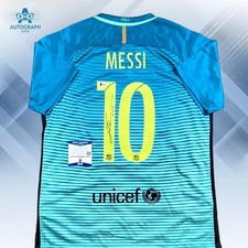 Lionel Messi Signed FC Barcelona 2016-2017 3rd Jersey W Beckett COA BAS