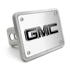 GMC Hitch Covers GMC 3D Logo in Black Inlay on Brush Billet Aluminum 2 inch Tow Hitch Cover