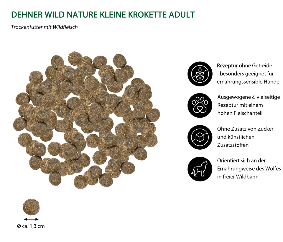 Hundefutter Trockenfutter Auwald Adult getreidefrei zuckerfrei Wild 12 kg Dehner - Bild 2 von 4
