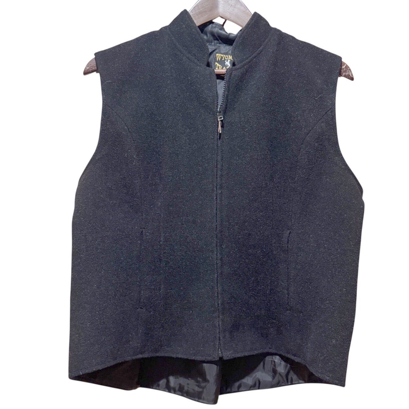 Wyoming Traders Black Wool Blend Mock Neck Zip Up Vest Women  XL Western Core
