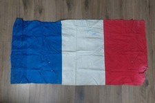 Vintage French Tricolour Flag With Cotton Panels 116cm X 55cm