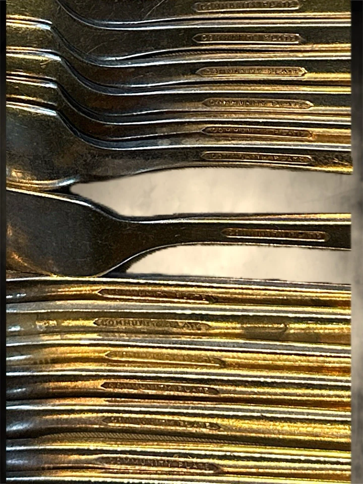 Horquillas Oneida Coronation 7 D; 1 cuchillo de mantequilla 4 cuchillos y 6 horquillas S plato comunitario Foto 4 de 4