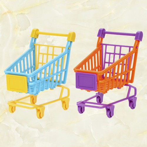 2 Pcs Simulated Hand-push Shopping Cart PVC Simulation Trolley Kids Playing Toy - Picture 4 of 12
